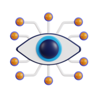 3d occhio icona per biometrico lettura identificazione. occhio riconoscimento 3d icona. artificiale intelligenza occhio riconoscimento png