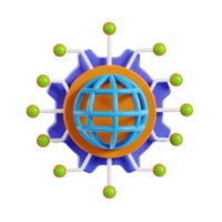 wereld wereldbol netwerk en web symbool gebruiker koppel 3d icoon. 3d wereldbol hyperlink icoon. internet netwerk 3d icoon png