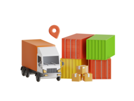 3D Illustration of Shipping Cargo Container. Cargo, shipment, delivery, logistics and freight transportation service.  International trade, import and export illustration png