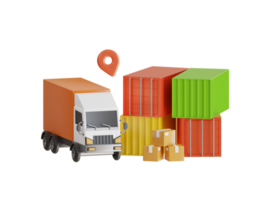 3d Illustration von Versand Ladung Container. Ladung, Sendung, Lieferung, Logistik und Fracht Transport Service. International handeln, importieren und Export Illustration png