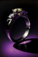 A Close Up Of A Ring On A Purple Background. AI Generated photo