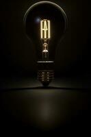 A Light Bulb That Is Lit Up In The Dark. AI Generated photo