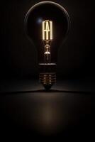 A Light Bulb That Is Lit Up In The Dark. photo
