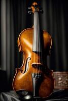 A Violin Sitting On Top Of A Table. AI Generated photo