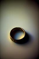 A Close Up Of A Ring On A Table. photo