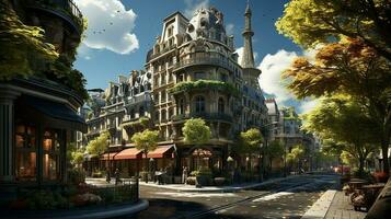 photo-realistic of 1920s city environment at afternoon AI generated photo