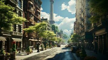 photo-realistic of 1920s city environment at afternoon AI generated photo