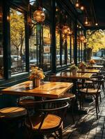 fotografía de al aire libre café en luz con suave Encendiendo ai generado foto