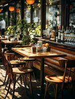 fotografía de al aire libre café en luz con suave Encendiendo ai generado foto