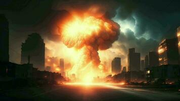 nuclear explosão animação dentro a meio do a cidade video