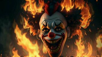 clown on fire video animation