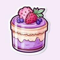 cute pink and purple cheesecake sticker no background AI generative photo