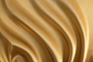 Abstract gold satin background of luxurious fabric. soft gentle waves of fabric. The golden texture of the fabric. Festive, New Year's background. photo