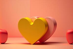 Heart on pink background. feeling happy with love. valentine day concept. . photo