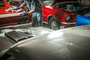 American Classic Cars Collection Owner Cleaning His Dream Cars photo