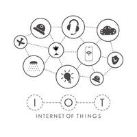 IoT concept. A set of icons connected to each other in one Internet network. Good for presentations. Vector illustration.