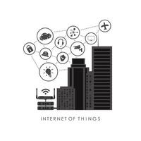 City connected to the Internet. IOT and automation concept. Good for presentations. illustration. vector
