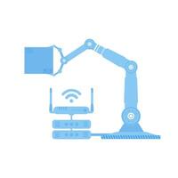 Icon of a robotic hand holding a box. Internet of things concept. Isolated. Vector. vector