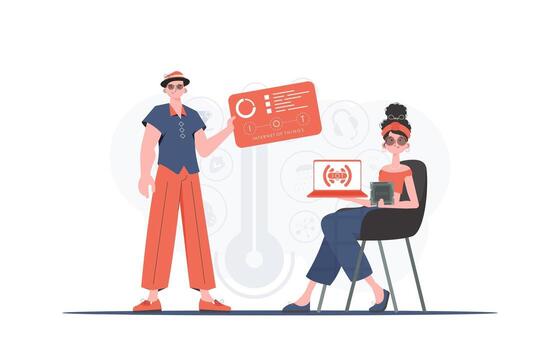 Internet of Things Team. IOT and automation concept. Good for presentations and websites. illustration. vector