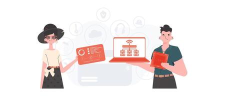 Internet of Things Team. Internet of things concept. Good for websites and presentations. illustration in trendy flat style. vector