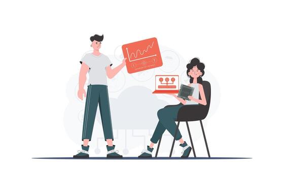 Internet of Things Team. IOT and automation concept. Good for presentations and websites. illustration in flat style. vector