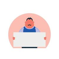 Male with empty banner. Protest concept. Vector