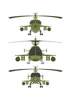 Set Helicopters military 2D illastration on white isolate background vector