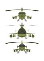 Set Helicopters military 2D illastration on white isolate background vector