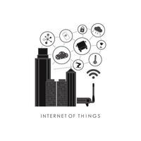 City connected to the Internet. IOT and automation concept. Good for websites and presentations. illustration. vector