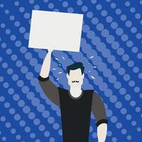 A man is protesting with banners in his hands. The concept of citizens' strikes. Pop Art. Flat style, vector. vector