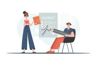 The HR manager is hiring a person. teamwork concept. Trend style, vector illustration.