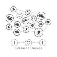 IOT and automation concept. A set of icons connected to each other in one Internet network. Good for websites and presentations. Vector illustration.