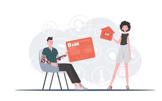 Internet of things concept. Internet of Things Team. Good for presentations and websites. illustration in trendy flat style. vector