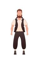 A handsome man of strong build stands in full growth. Isolated. Cartoon style. vector