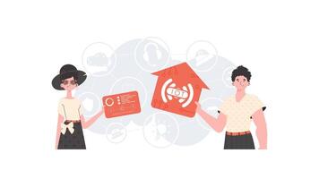 IoT concept. Internet of Things Team. Good for websites and presentations. illustration in trendy flat style. vector