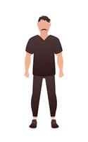 The guy of an athletic build is standing. Isolated. Cartoon style. vector