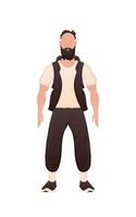A handsome man of strong build is standing. Isolated. Cartoon style. vector
