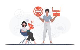 Internet of things and automation concept. Internet of Things Team. Good for presentations and websites. Vector illustration.