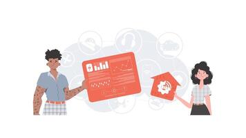 IoT concept. Internet of Things Team. Good for websites and presentations. Trendy flat style. . vector