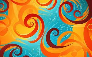 The abstract wallpaper design features a combination of vibrant colours and futuristic lines that create a visually stunning graphic with a textured, light background with photo