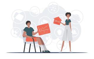 Internet of things concept. Internet of Things Team. Good for presentations and websites. illustration in flat style. vector