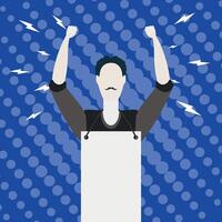 A man is protesting with banners. The concept of citizens' strikes. Pop Art. Vector illustration.