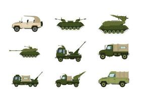 Vector illustration of a six military vehicle