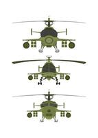 Set Helicopters military 2D illastration on white isolate background vector