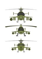 Set Helicopters military 2D illastration on white isolate background vector