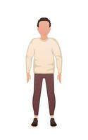 A man in clothes stands in full growth. Isolated. Cartoon style. vector