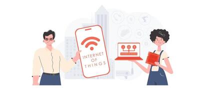 iot concepto. Internet de cosas equipo. bueno para sitios web y presentaciones de moda plano estilo. vector. vector