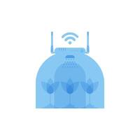 A greenhouse with growths connected to a router. IOT and automation concept. Isolated. . vector