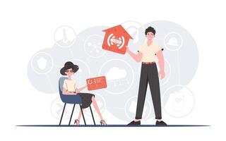 Internet of things concept. Internet of Things Team. Good for websites and presentations. illustration in trendy flat style. vector