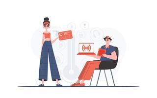Internet of Things Team. Internet of things and automation concept. Good for presentations and websites. illustration in flat style. vector